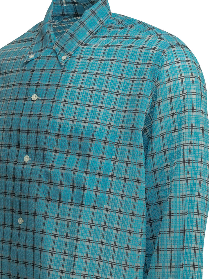 Beams Plus Open Db Nylon Airy Plaid Shirts - Light blue | d1411ad2b0b367f9db1851d74a2d6c487f1a1a6d