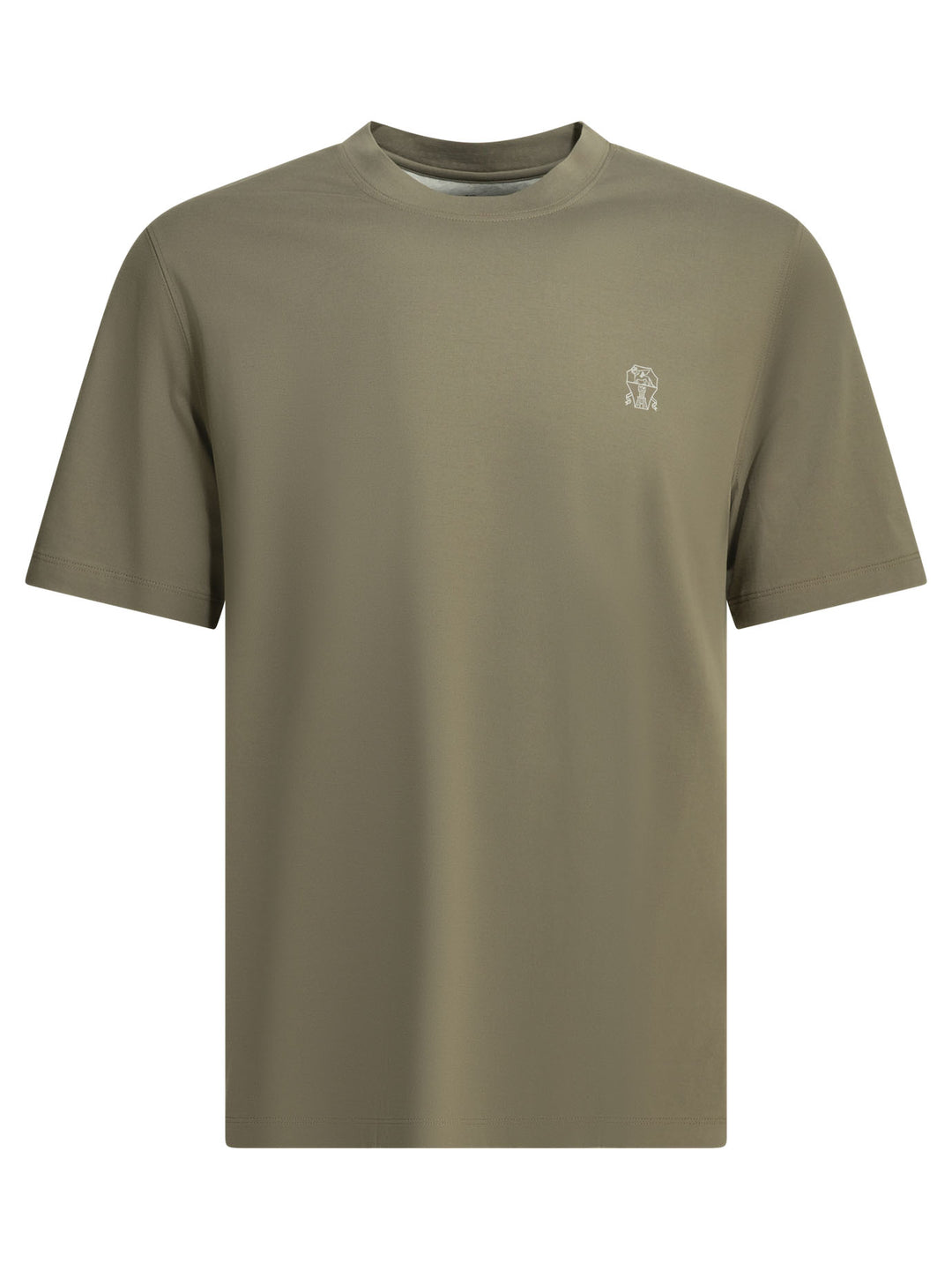 Brunello Cucinelli Crew-Neck T-Shirt With Logo T-shirts - Green | 93cd24de01af187e1b7422385c05dbaa739695f0