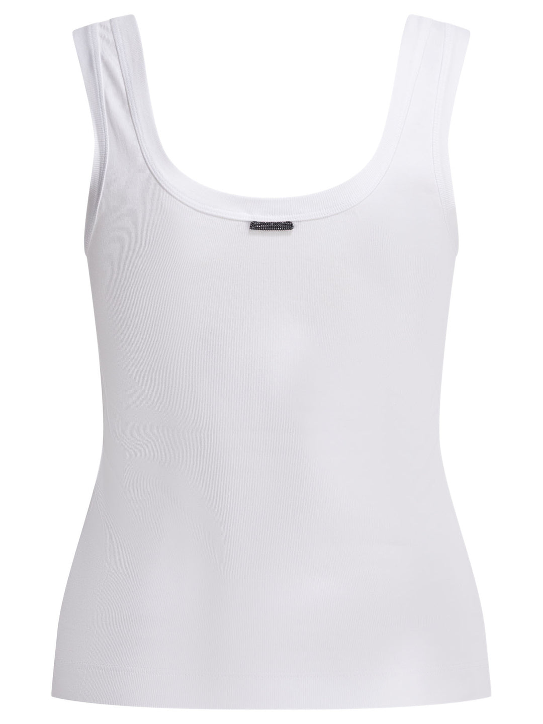 Brunello Cucinelli Jersey Tank Top With Jewel Tops - White | 4e3b5766d9d1ea763263361b0f8411c546e5ca7f