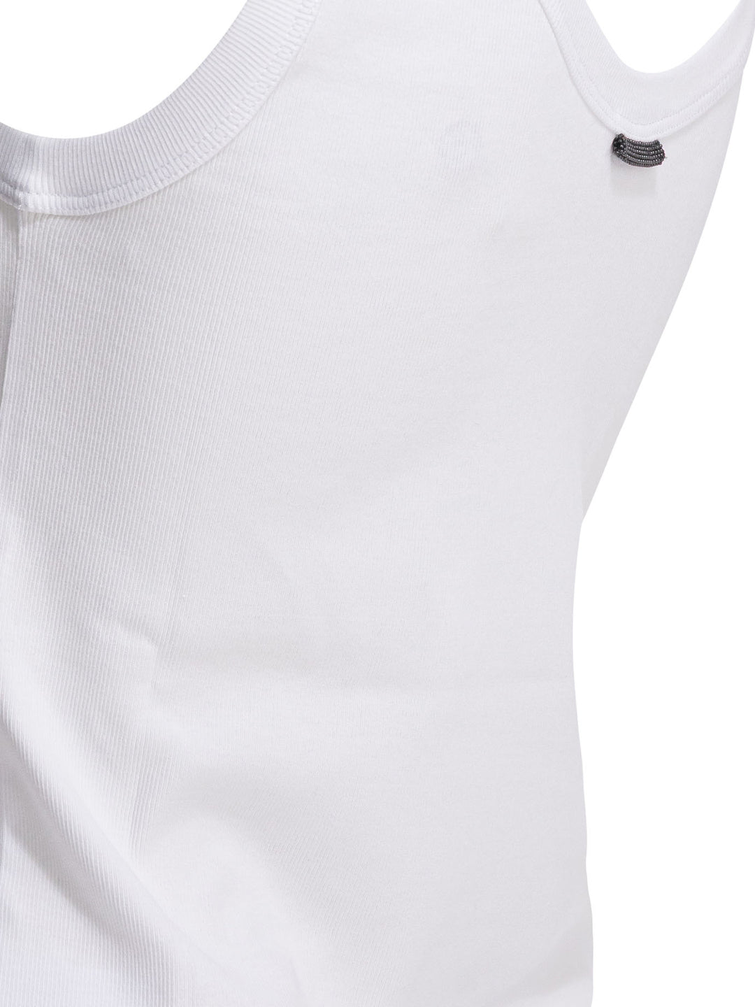Brunello Cucinelli Jersey Tank Top With Jewel Tops - White | 05bcf812c5058c9cc7d1bfd3c838a3433a7164fb
