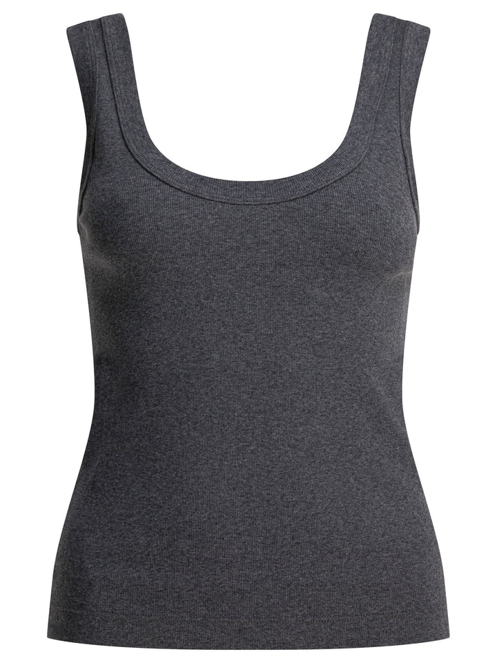 Brunello Cucinelli Jersey Tank Top With Jewel Tops - Grey | 0ce378836a1fc691b0cd2db778abdf2e44f787b9