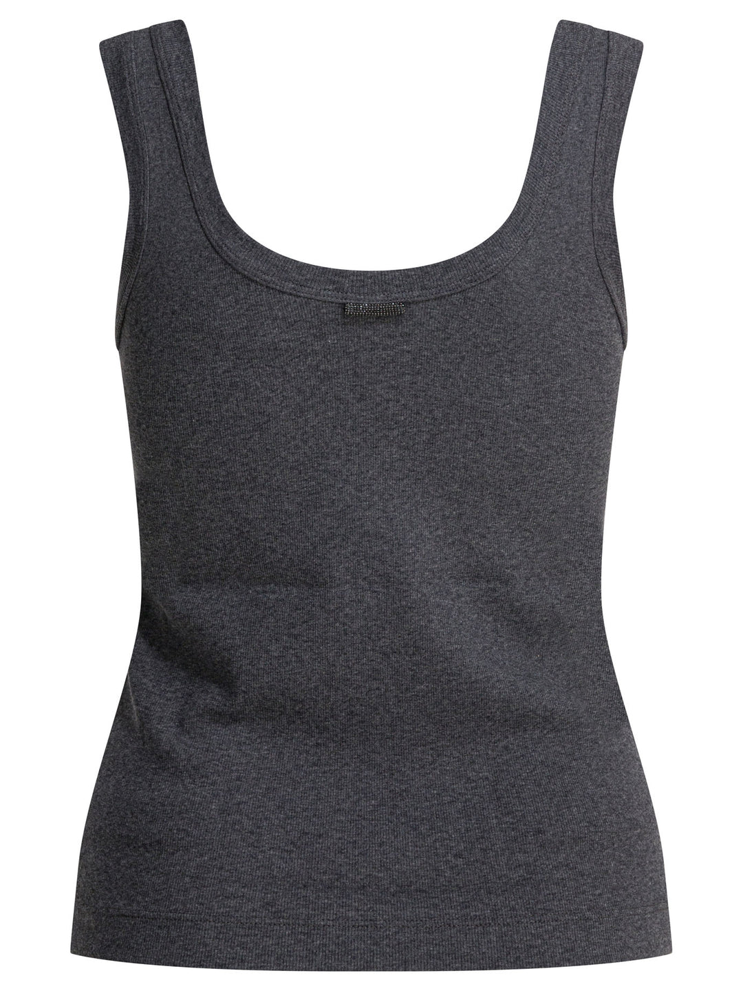 Brunello Cucinelli Jersey Tank Top With Jewel Tops - Grey | 68946f8683a5fecb4bb9bd7ba3ba4e179113d28c