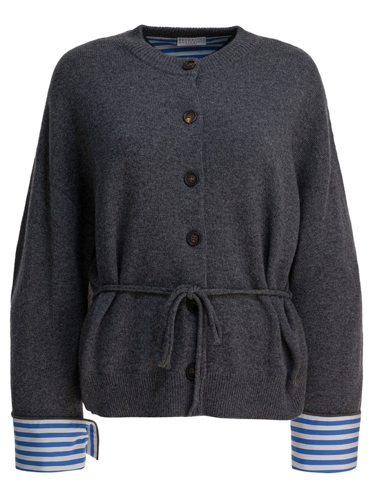 Cardigan With Belt Knitwear Blue