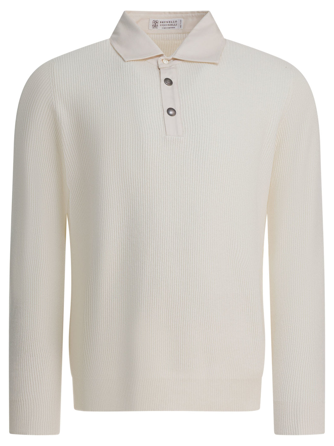 Brunello Cucinelli Ribbed Knit Polo Shirt Knitwear - White | 944499236224d1ec1ef6f8fe6669e10f6dac9ae3
