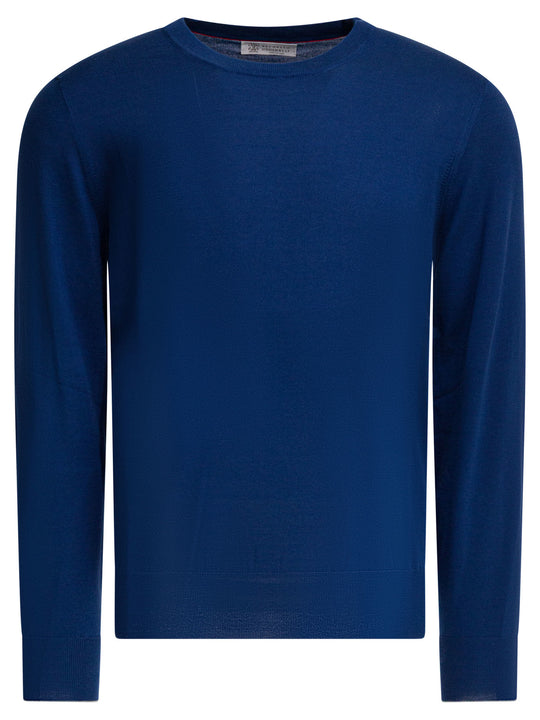 Cotton Crewneck Sweater Knitwear Blue