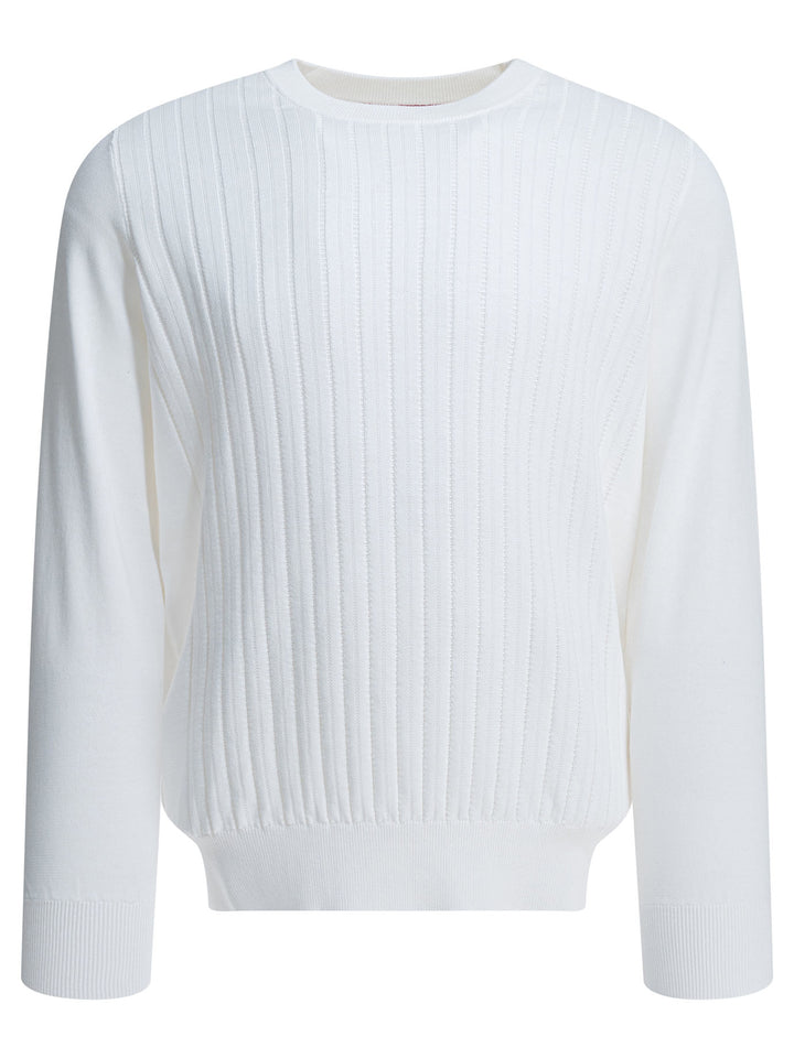 Brunello Cucinelli Ribbed Crew-Neck Sweater Knitwear - White | 87ae101c6620210b390b2752f0a16d611e5ae86f