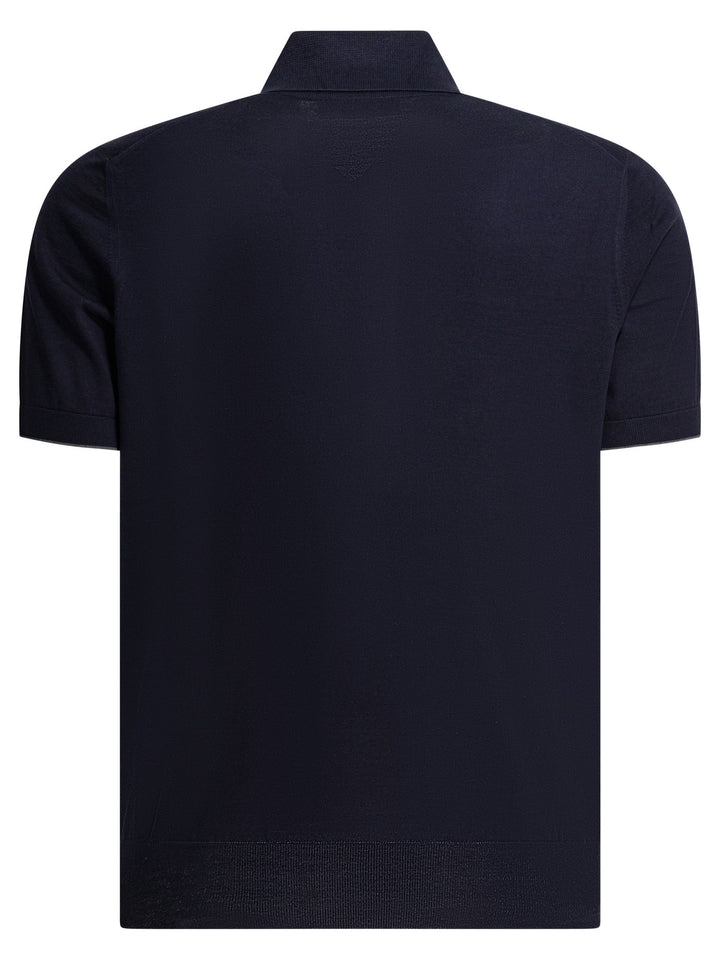 Brunello Cucinelli Cotton Button-Down Polo Shirt Polo shirts - Blue | 34a25edc1233ffe9f385aa31140a0845cc4bbaa4