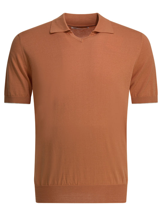Cotton Buttonless Polo Shirt Polo Shirts Orange