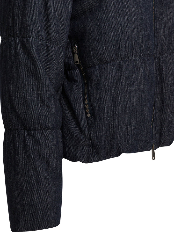 Brunello Cucinelli Cotton Denim-Effect Twill Down Jacket Jackets and Coats - Blue | 7fc0c139f6e36383f5139514380a2d7ec9b0214d