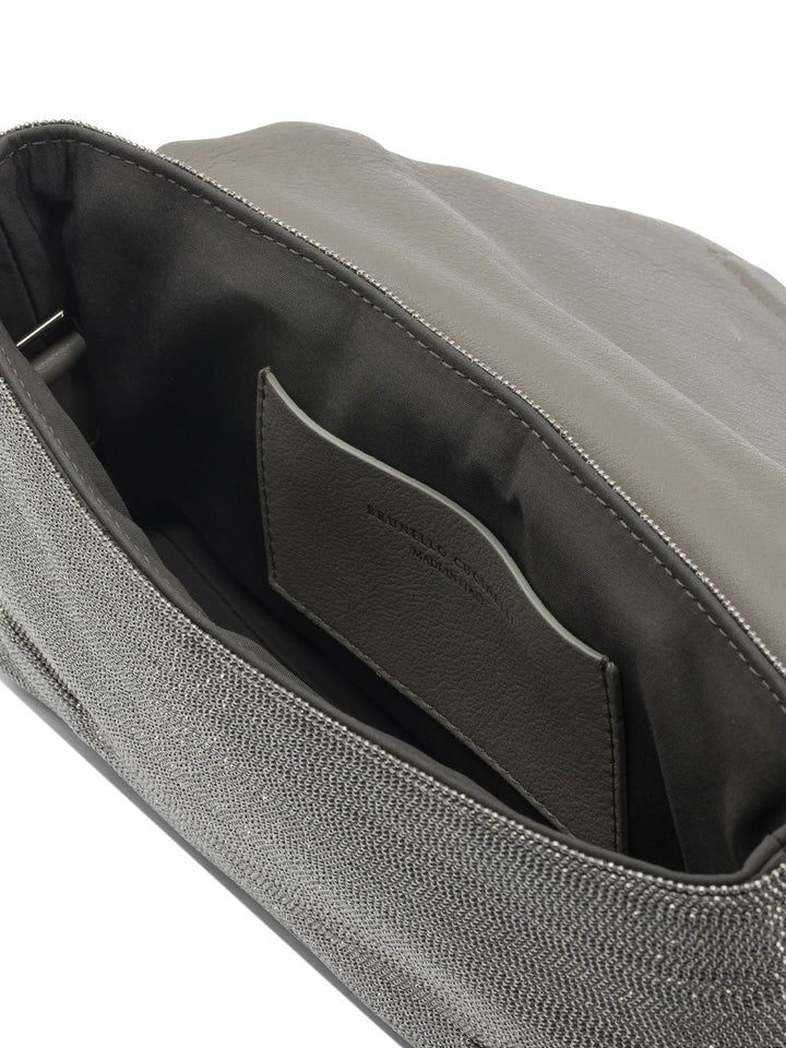 Brunello Cucinelli Flap Precious Crossbody Bags - Brown | da596a13d6ede057fd73274b508f6d11d1cbf497