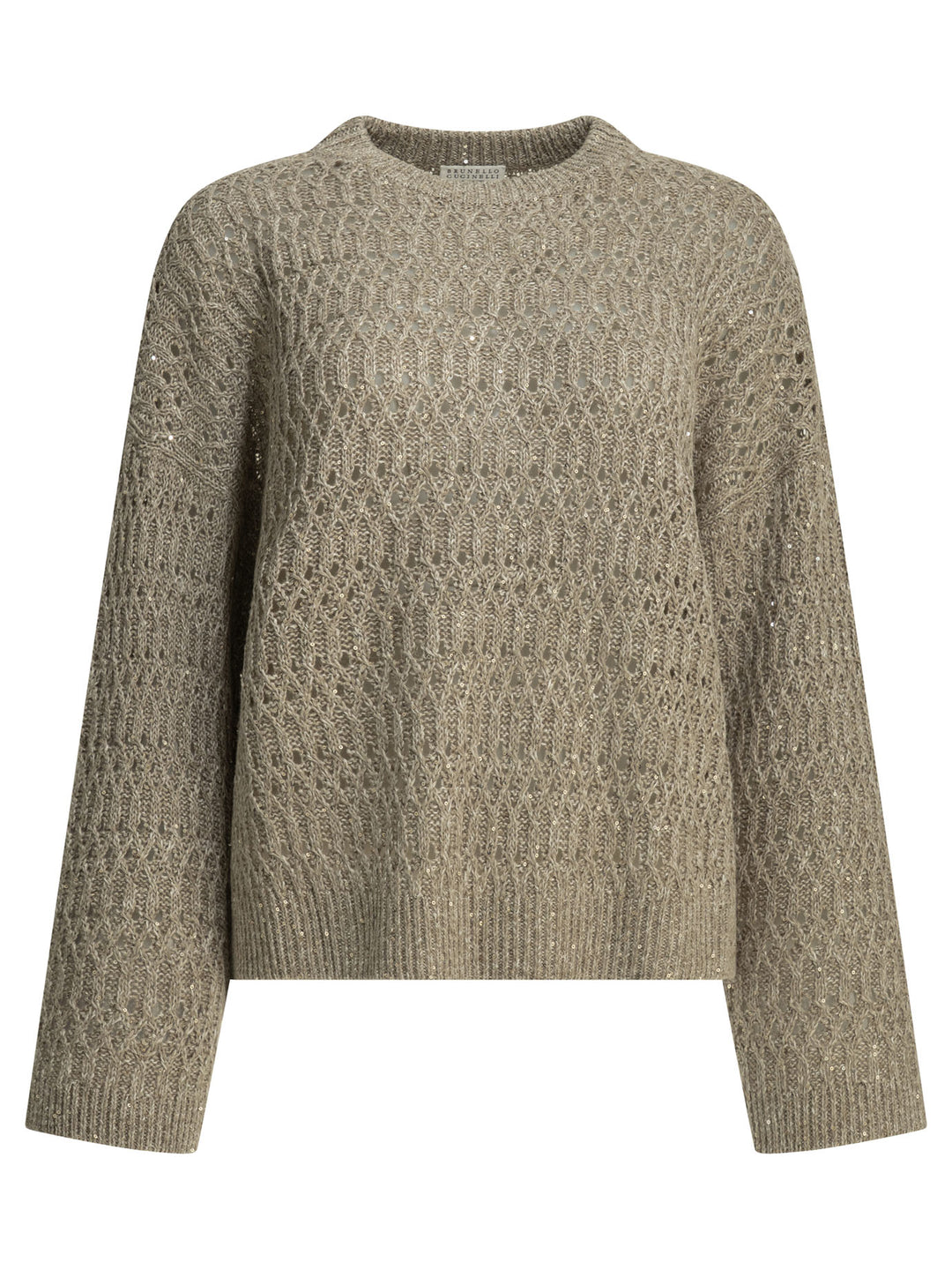 Brunello Cucinelli Crewneck Sweater With Sequins Knitwear - Beige | 24816ef982cd9628b398bf554778c72decdd6a05