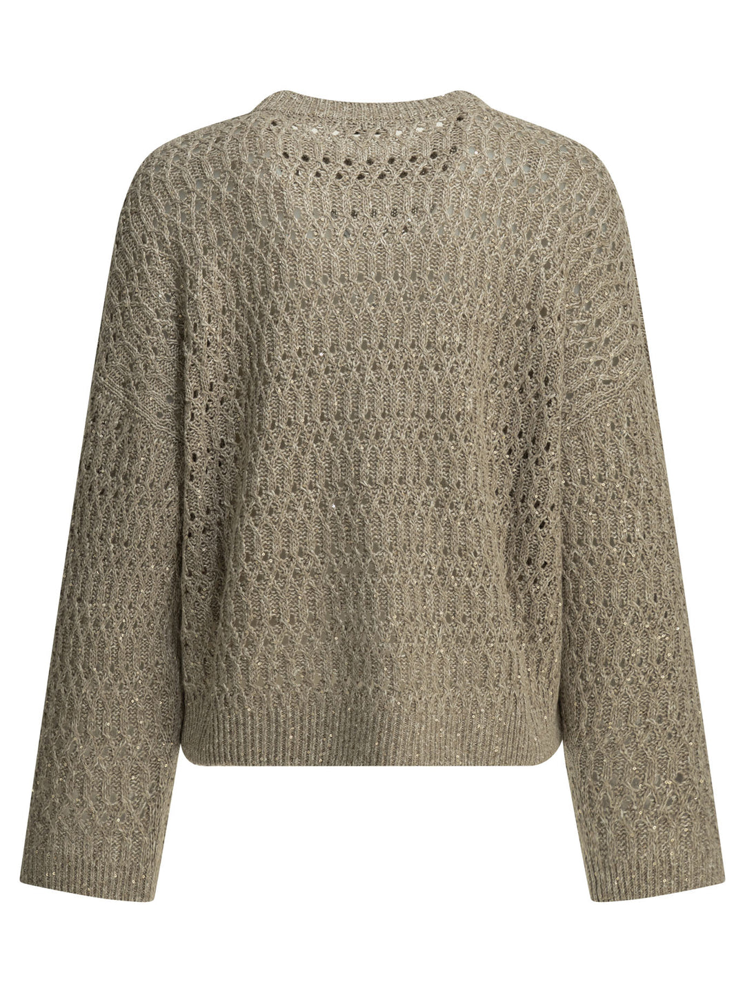 Brunello Cucinelli Crewneck Sweater With Sequins Knitwear - Beige | 1b4eaf0211f6a23d2b9e76975180fe7bfcc109b7