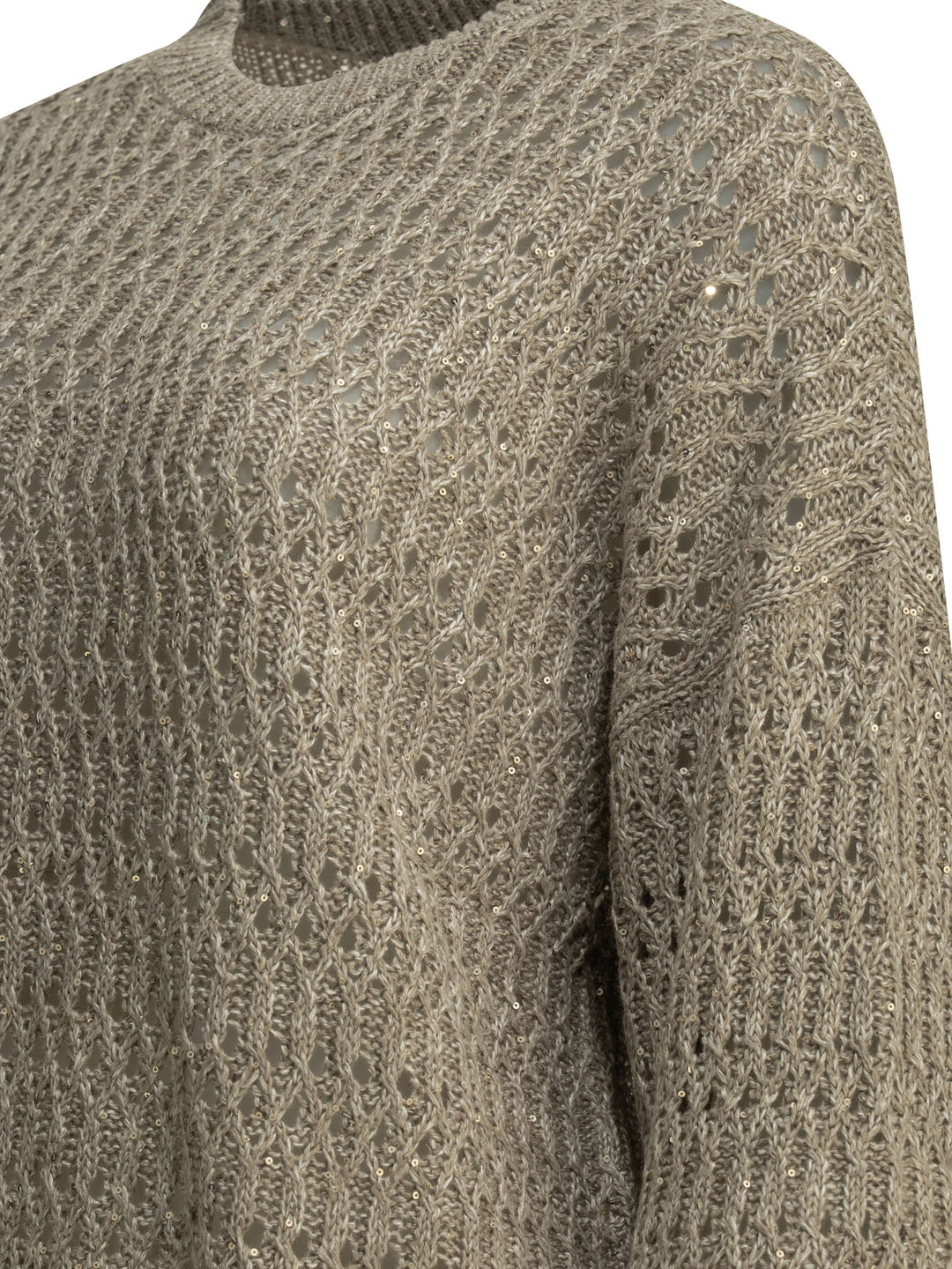 Brunello Cucinelli Crewneck Sweater With Sequins Knitwear - Beige | ab9317e70ad7b1f186c265c44e9909bd1a9fbde2