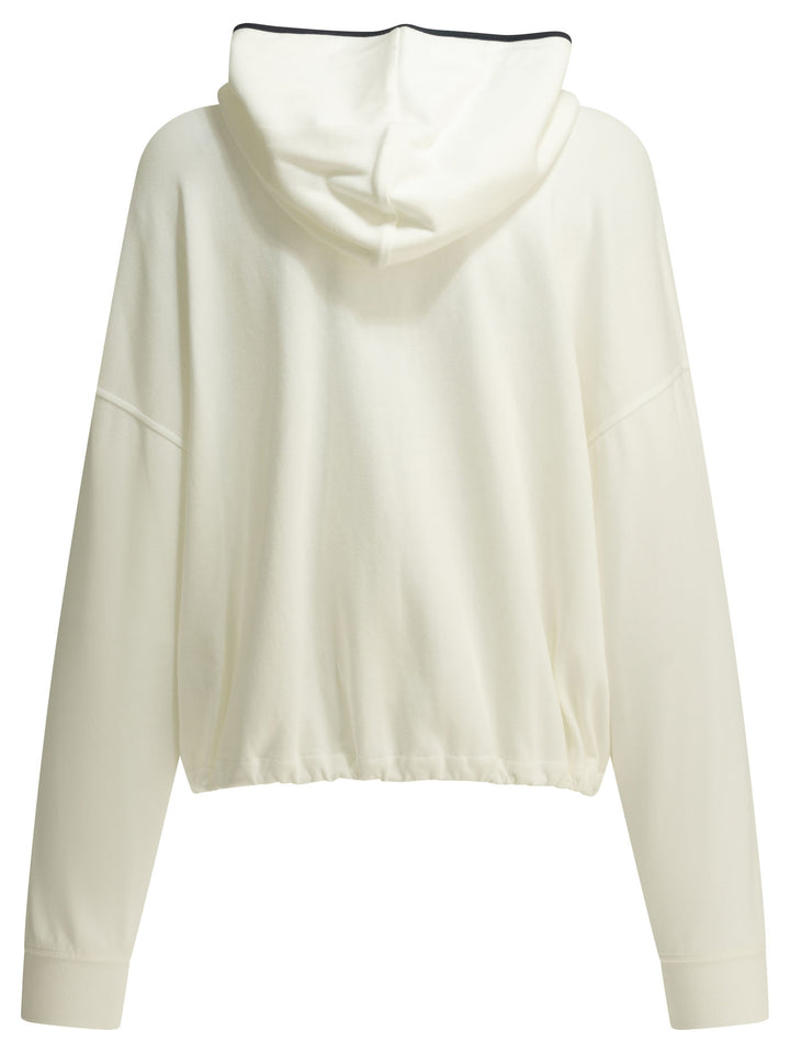 Brunello Cucinelli Zip-Up Sweatshirt With Logo Sweatshirts - White | 165e4e01b81c6e808f2fdebef310b222863ea657