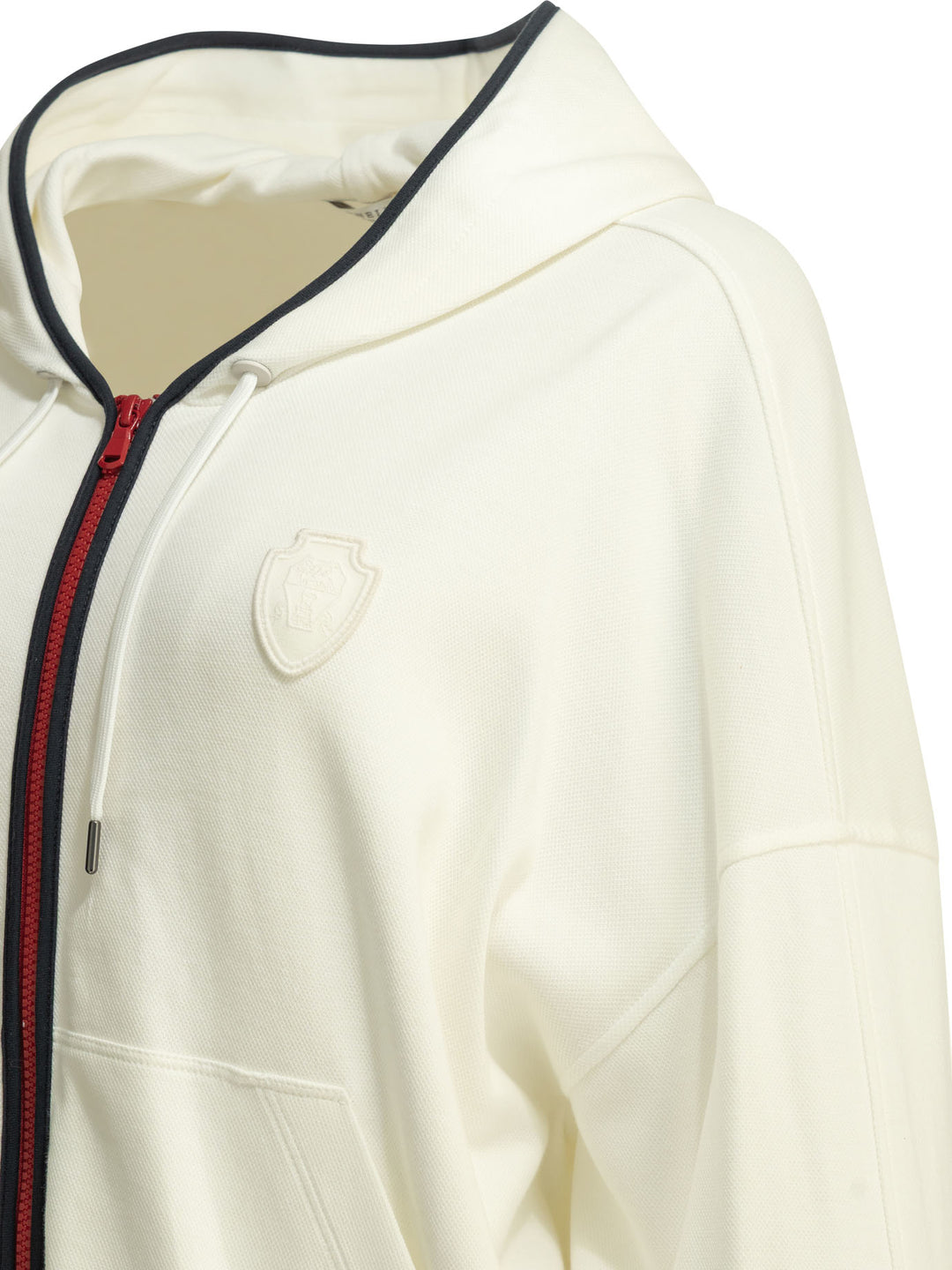 Brunello Cucinelli Zip-Up Sweatshirt With Logo Sweatshirts - White | fba3297f35ff399e77aa9e5a7b7834535143cdbb