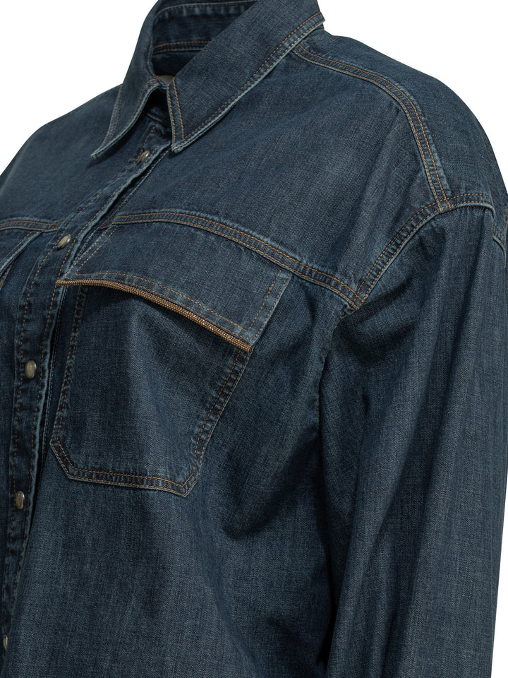 Brunello Cucinelli Casual Denim Shirt Shirts - Blue | 3ba45fc2caec222edf22ec50c126fa0b9745c274