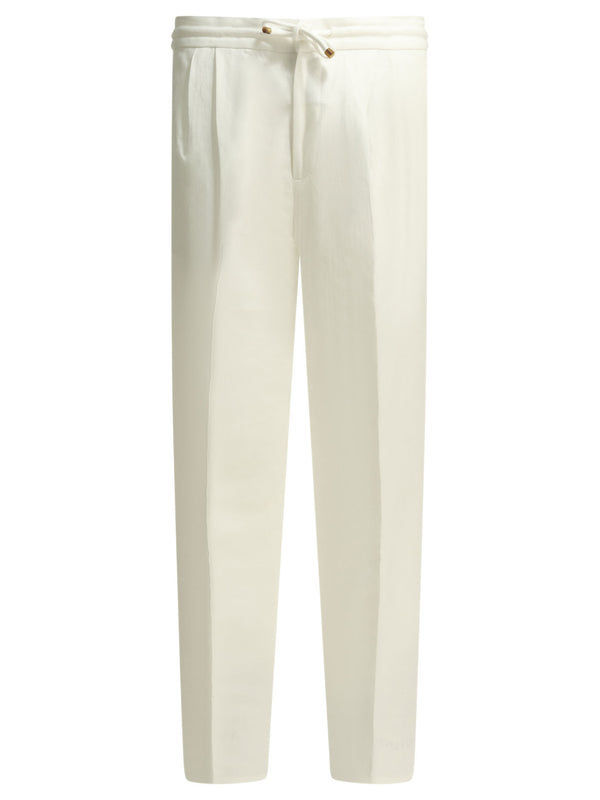 Casual Linen And Cotton Pants Trousers White