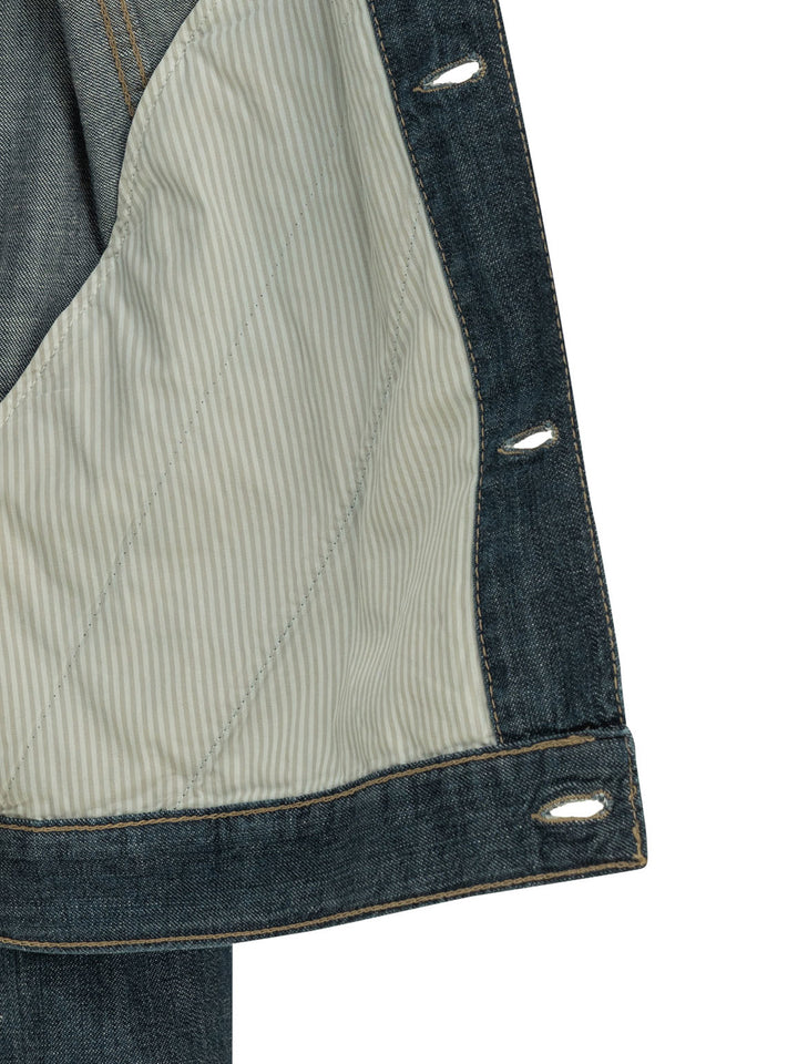 Brunello Cucinelli Denim Jacket With Leather Collar Jackets and Coats - Blue | e54ec21e1ada5457015fd091c721d3eee4db43a6