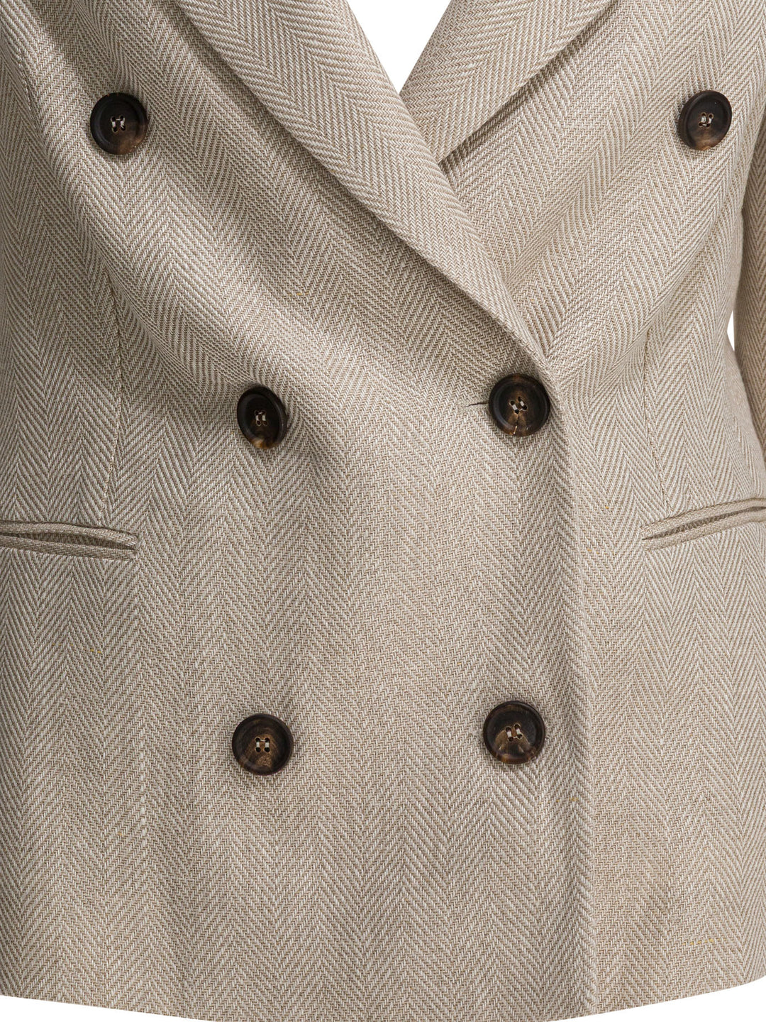 Brunello Cucinelli Linen-Blend Double-Breasted Blazer Jackets and Coats - Beige | ef9f689e45b246a670035d8085d9100e11981573