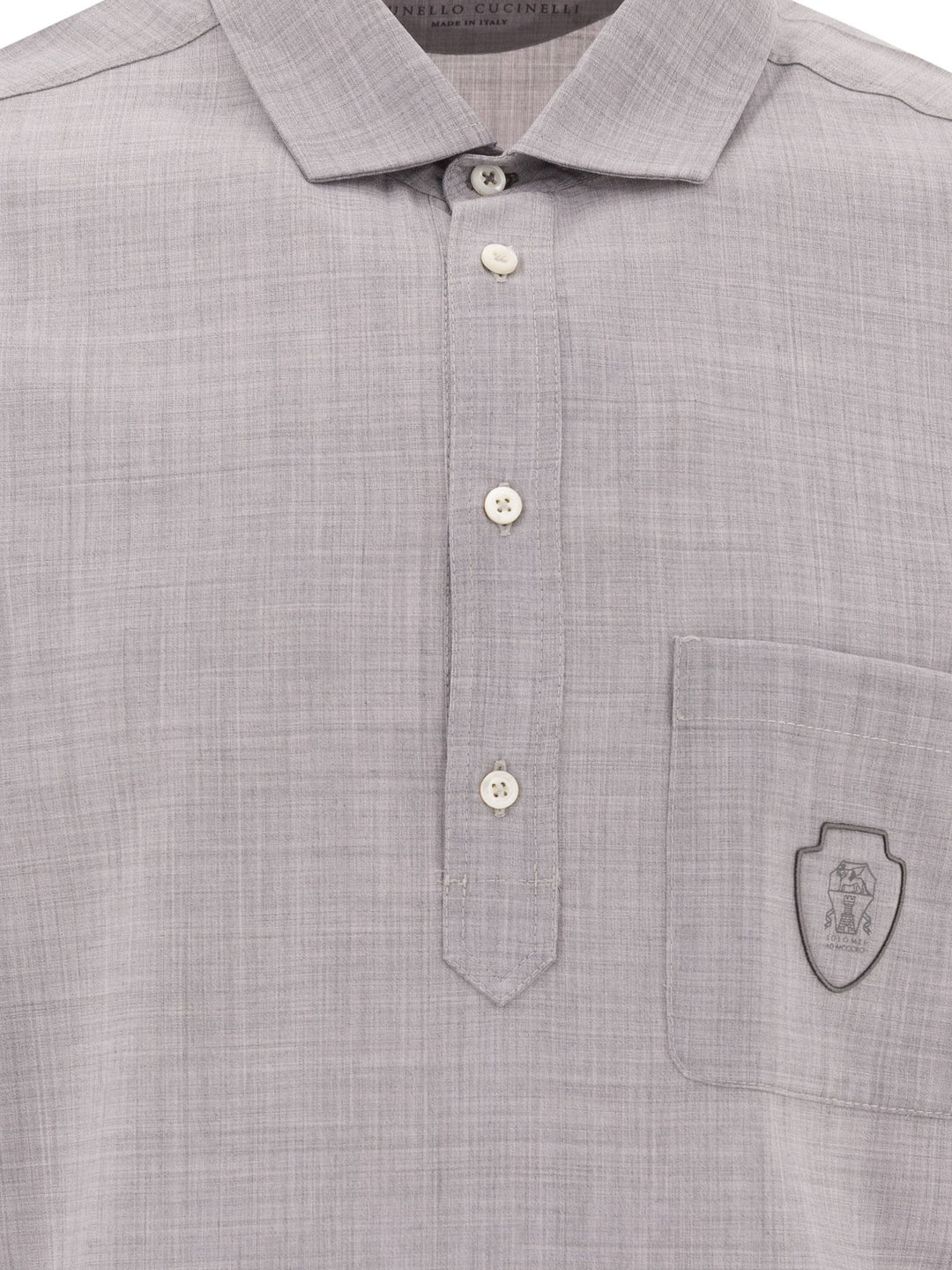 Brunello Cucinelli Wool Poplin Polo Shirt Polo shirts - Grey | ec10b5deec3f6557d5d8e9a9a527f38244ad12f2