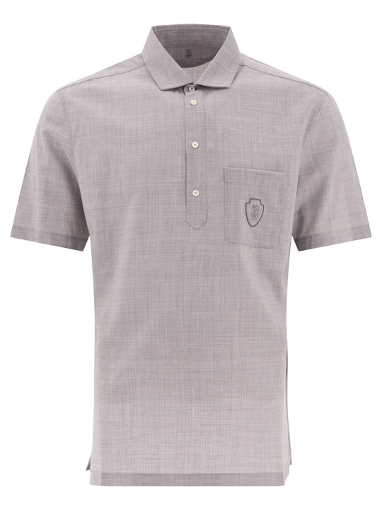 Wool Poplin Polo Shirt Polo Shirts Grey