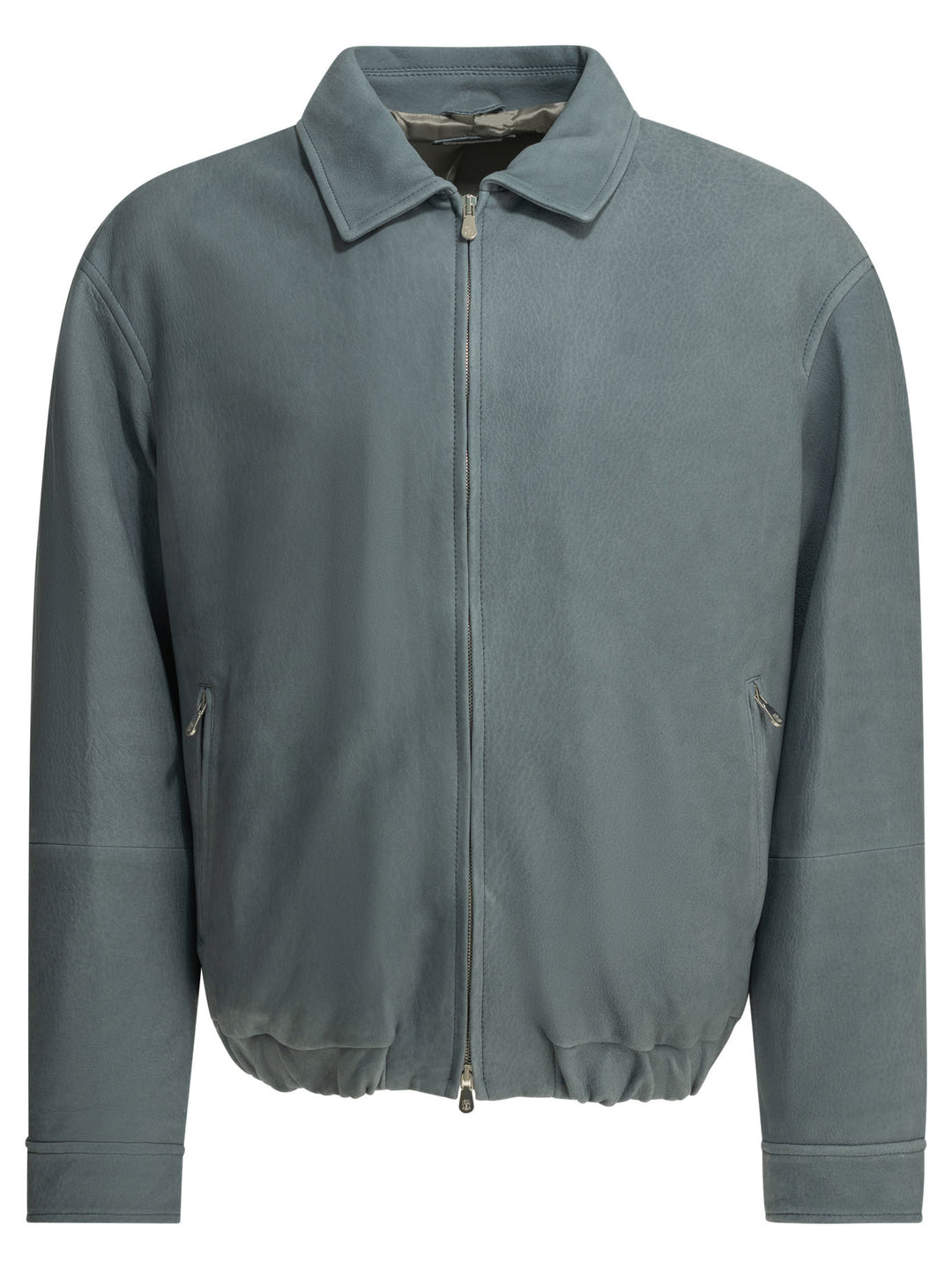 Brunello Cucinelli Nubuck Leather Jacket Jackets and Coats - Light blue | f19e895c31bea6d37c1701f24ff0714026811016