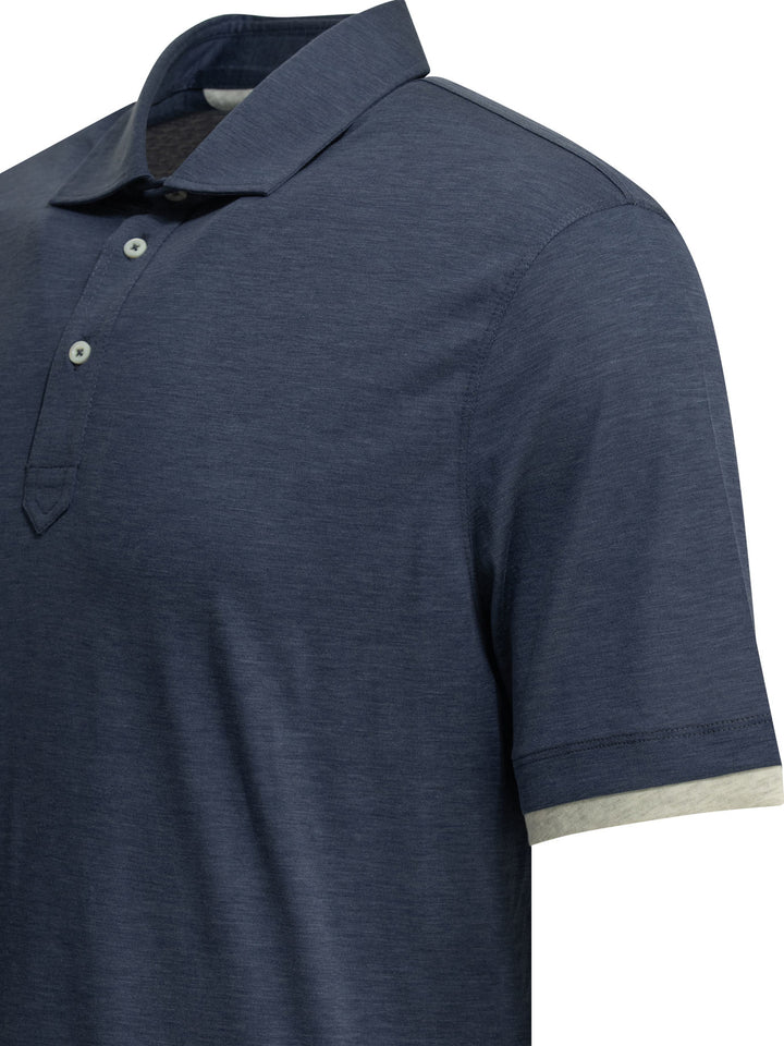 Brunello Cucinelli Faux Layering Polo shirts - Blue | 448ade0e9909845f99533f02a06599883372ac01