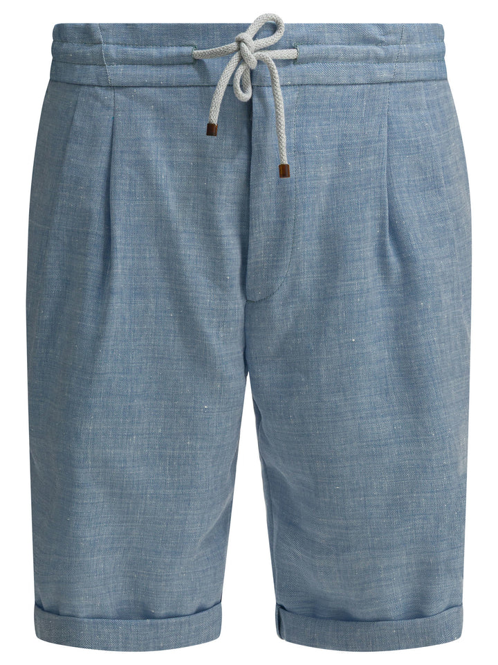 Brunello Cucinelli Short With Laces Shorts - Light blue | 8e3dc97ddedd38c80fa8b51f3ce0df0826c1fc88