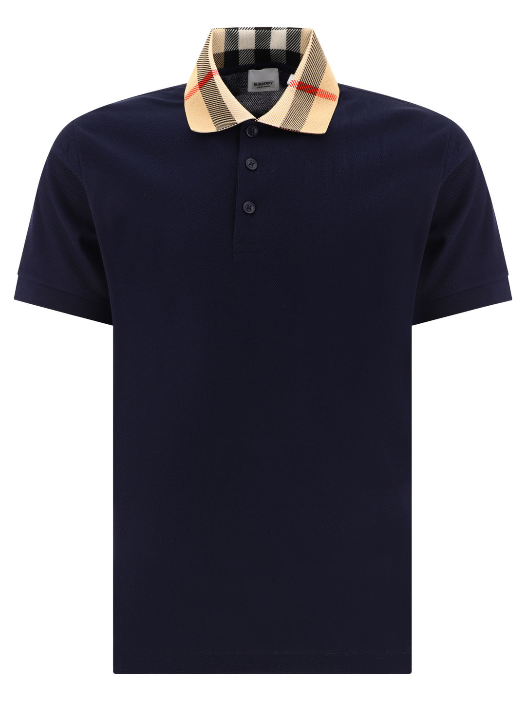 Burberry Cotton Polo Shirt With Check Collar Polo shirts - Blue | 4d163eff66433c33091c9bc61696928527bb9978