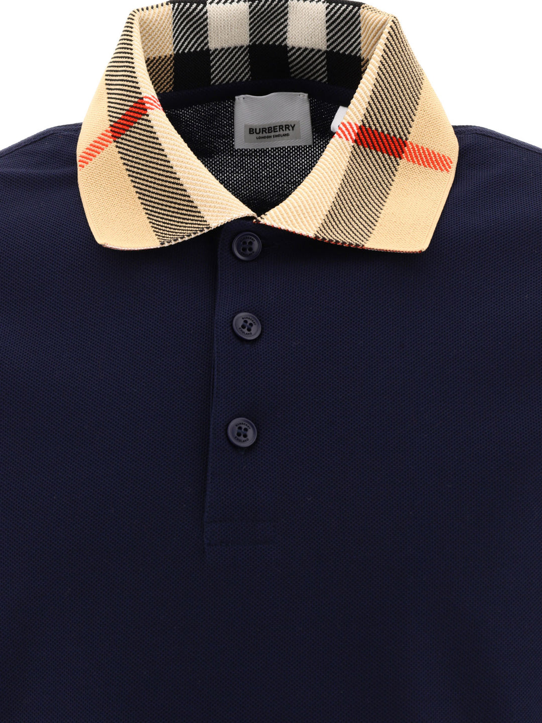 Burberry Cotton Polo Shirt With Check Collar Polo shirts - Blue | 2c4aca7cef26a7ae692633c557bcfc9d70ee682f