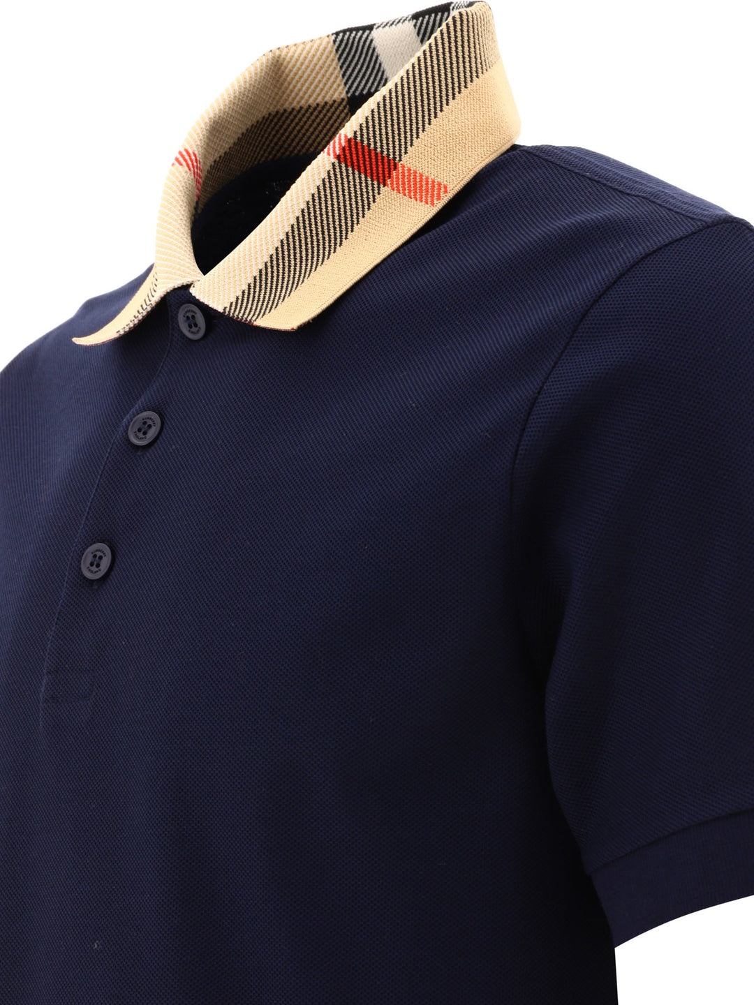 Burberry Cotton Polo Shirt With Check Collar Polo shirts - Blue | 03e39577c75d62084838b8b189eb5d20c713e9b1