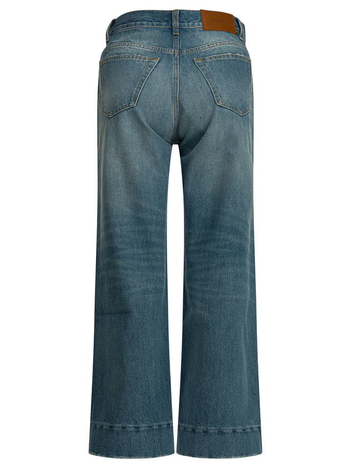 Chloé Short Wide Leg Jeans - Blue | 3ef8b618685167a61b61c5aea647f668f291044a