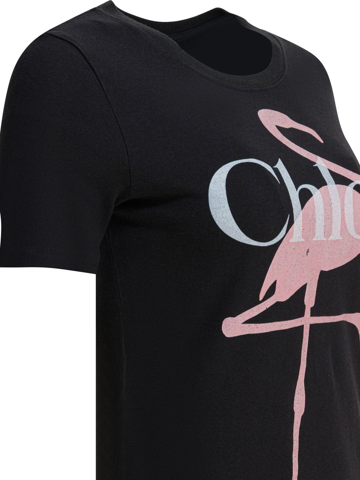 Chloé Cotton T-Shirt With Logo T-shirts - Black | 225a7af7a0090c508d218265f9507cd87e53841b