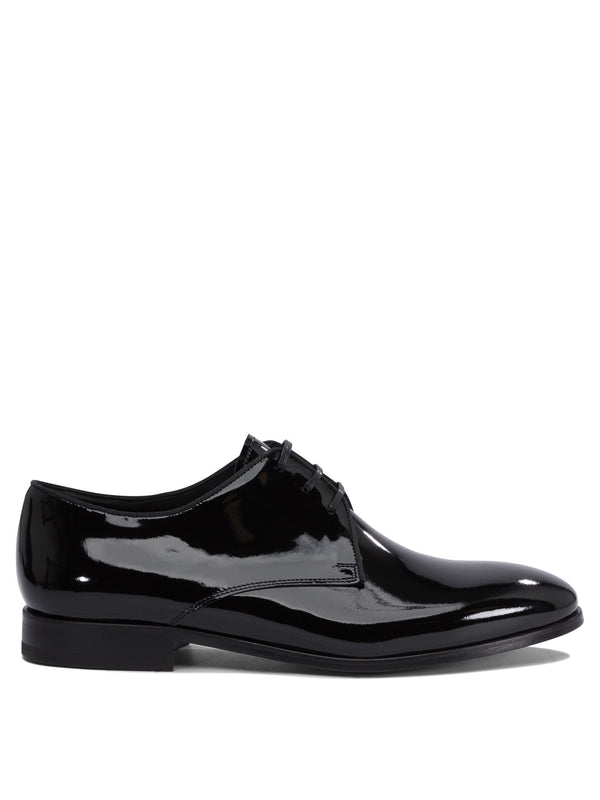 Patent Leather Oxford Lace-Up Shoes Black