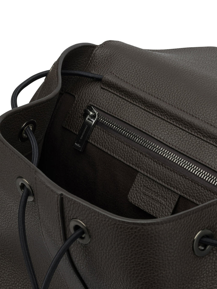 Ferragamo Double Pocket Leather Backpack Backpacks & Travels - Brown | 61ae15f998c4e98f164f54165b78d5e0ea663058