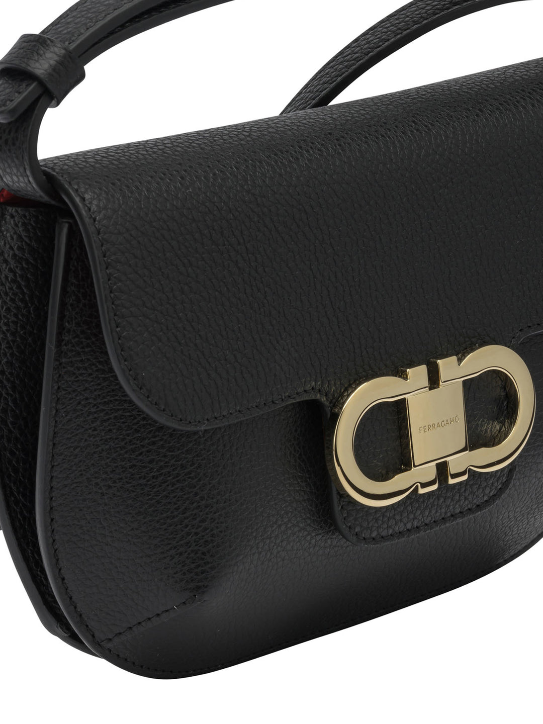 Ferragamo Double Gancini Crossbody Bags - Black | 992d3cf1d1e73accc9ff6df38dbc43caa9859295