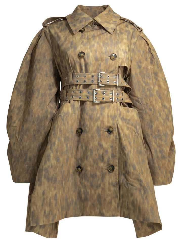 Ganni Animal Print Trench Coat Jackets and Coats - Beige | c9f8e36108031edfe97eda6afabbf4f3e77c4b02