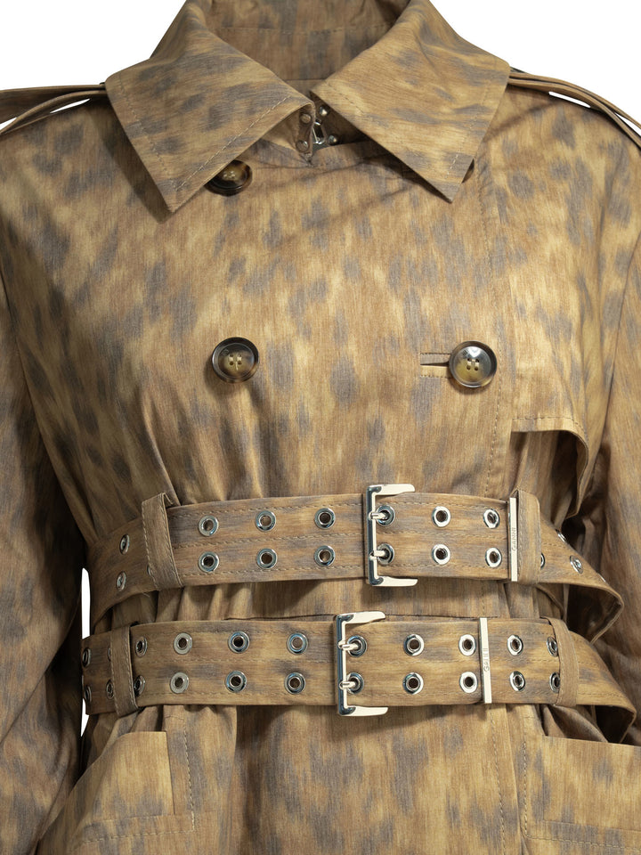 Ganni Animal Print Trench Coat Jackets and Coats - Beige | 3538210b9d599d4293741bf64a7bf1e24c5e4b90