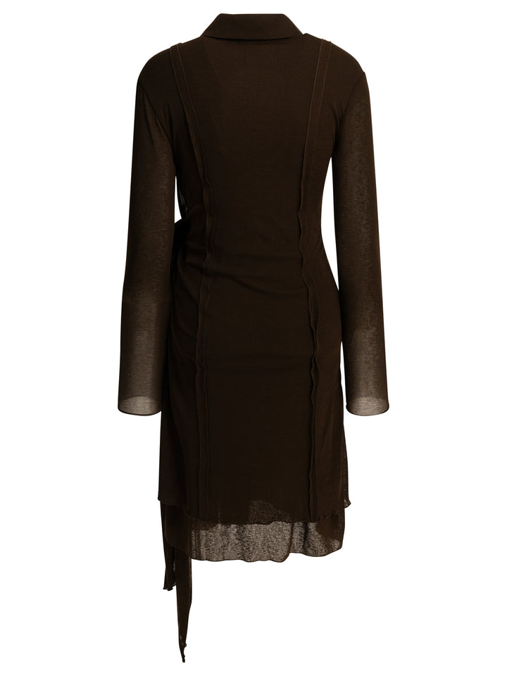 Ganni Short Chemise Dress Dresses - Brown | b33113b9d4ebca8ef4df5c04b60d85f6fde157df