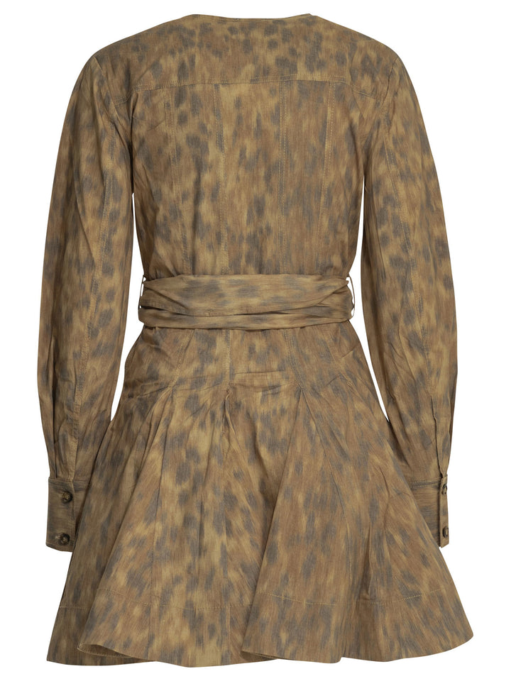 Ganni Animal Print Chemisier Dress Dresses - Beige | 8b51ebb871dd429dc9d951aaa2cb19a0bfd15f0b