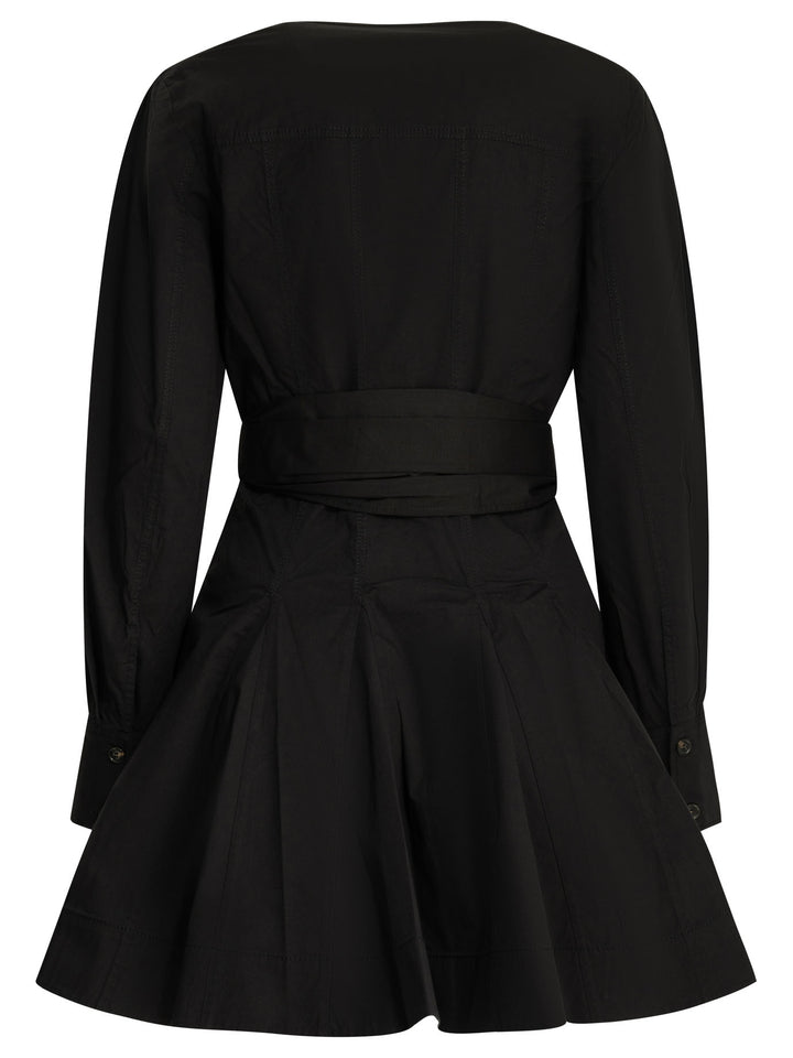 Ganni Short Chemise Dress Dresses - Black | 60738e63ab2133b630c97c37cd22eabcfa890bcb