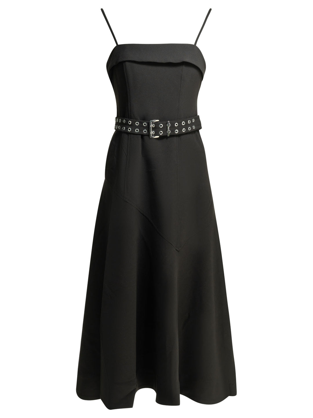 Ganni Long Flared Dress Dresses - Black | 6e96b84a82e37882df84b32f65f0a6d97de01697