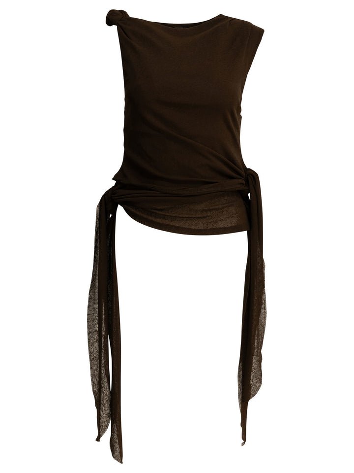 Ganni Draped Tank Top Tops - Brown | 757f5d4a38b15bee2241f0f1ae01df8f983df134