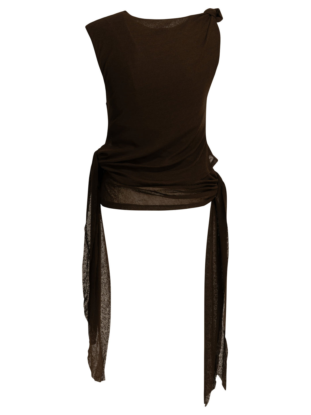 Ganni Draped Tank Top Tops - Brown | 0998a2f91c43952d69346fe58b60b33d4725fb19
