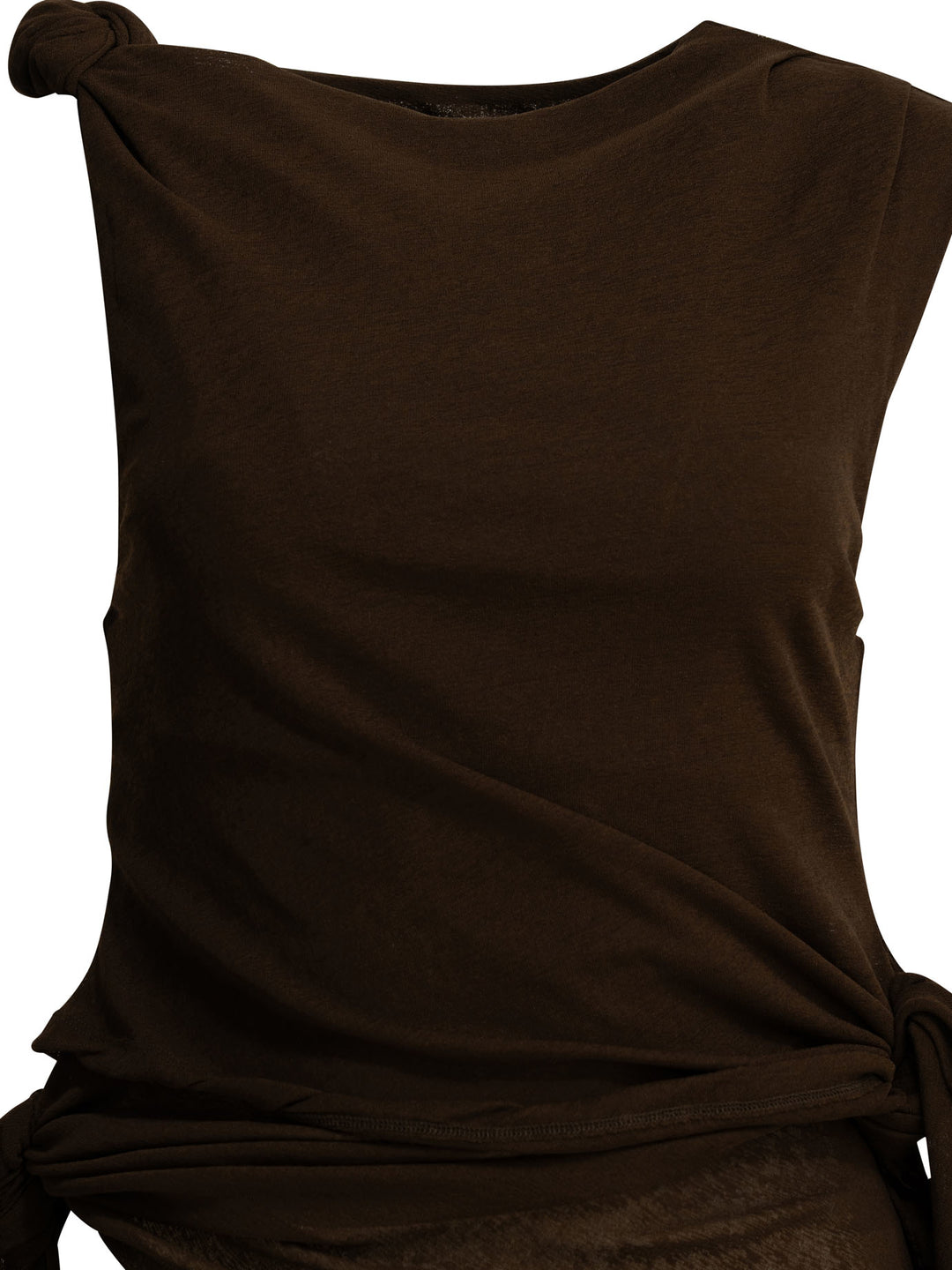 Ganni Draped Tank Top Tops - Brown | 9513fd4069436ed82c19e5cf9734a4c32be95afc
