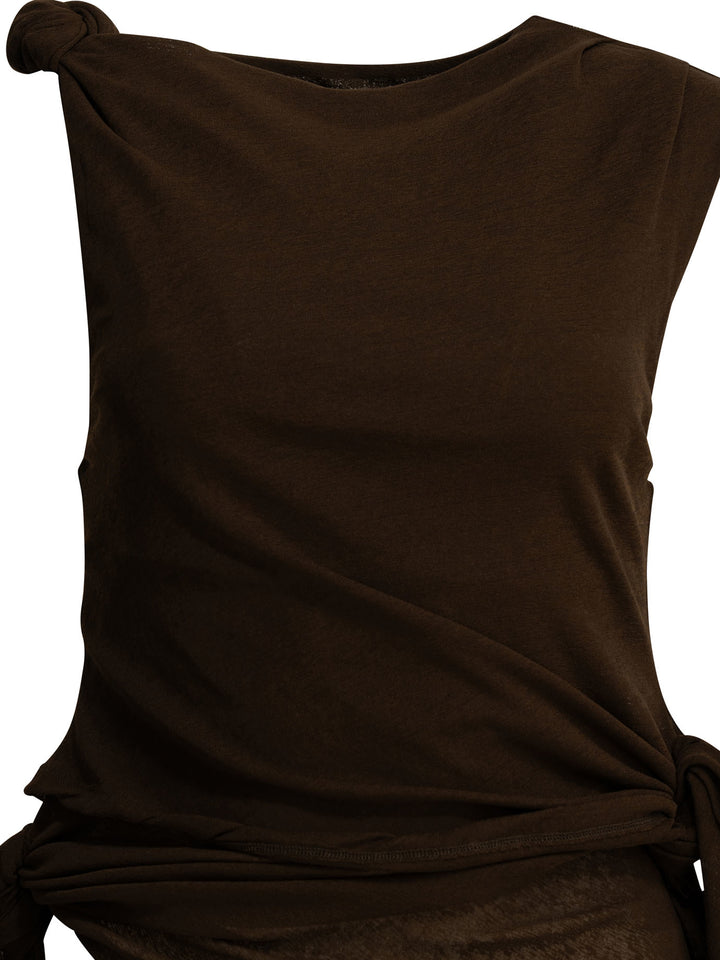 Ganni Draped Tank Top Tops - Brown | 9513fd4069436ed82c19e5cf9734a4c32be95afc