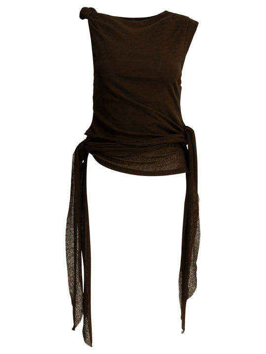 Draped Tank Top Tops Brown