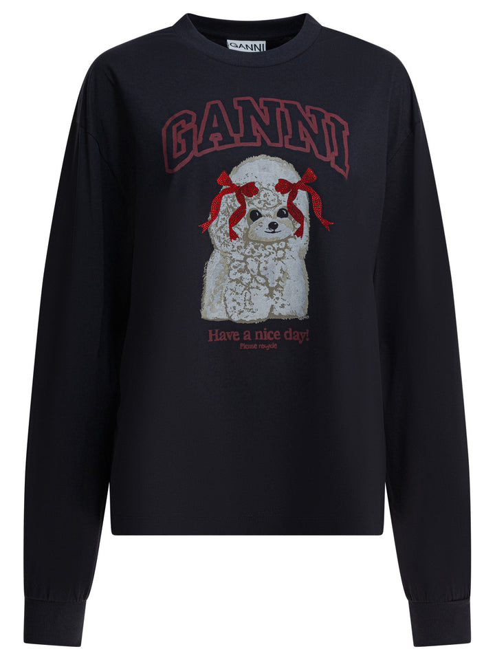 Ganni Poddle Sweatshirts - Black | e1b427765baaa74f068856c66ca7eec14ae980b5