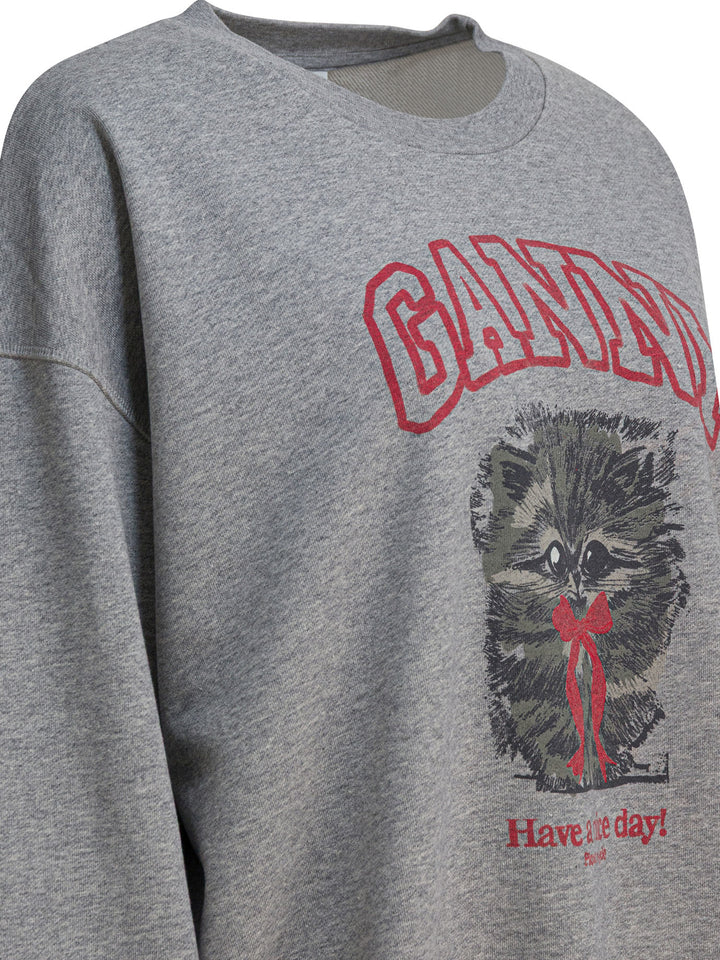 Ganni Margot Kitty Print Sweatshirts - Grey | d9b521e920086d0c4d8e8b3f298dae25efd8e9aa
