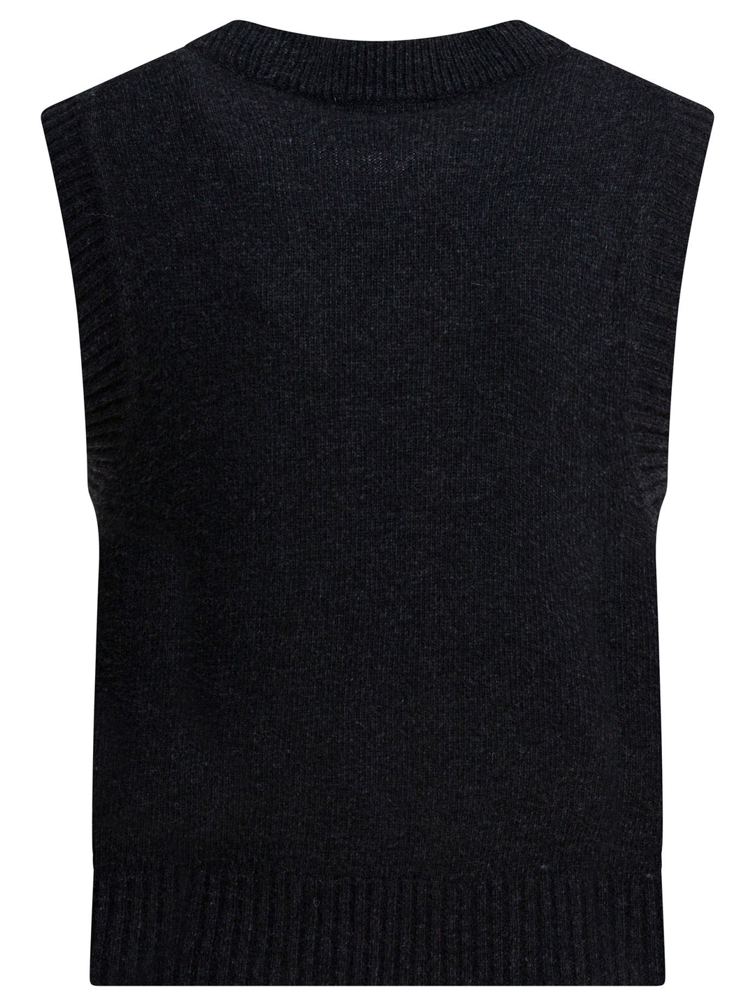 Ganni Wool Vest With Logo Knitwear - Black | 236c0acbd90b94173d46c0e34d30a8a82ecd9c55